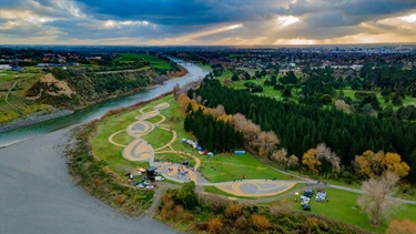 A patterned path alongside the Manawatū River.