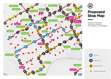 Proposed bus stops - Awapuni/Highbury/West End/Takaro/City Centre