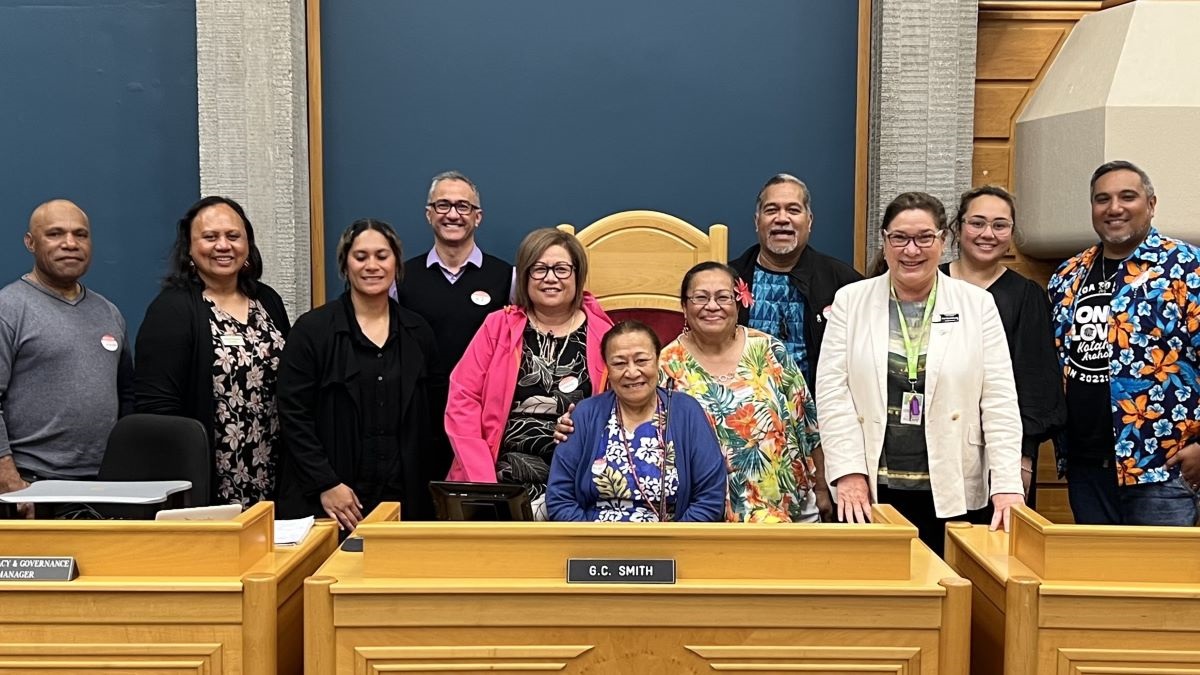 Members of the council's Pasifika reference group, pictured with the deputy mayor.