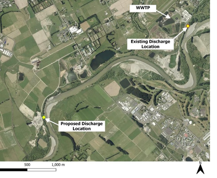 Map shows locations of existing and proposed wastewater discharge locations