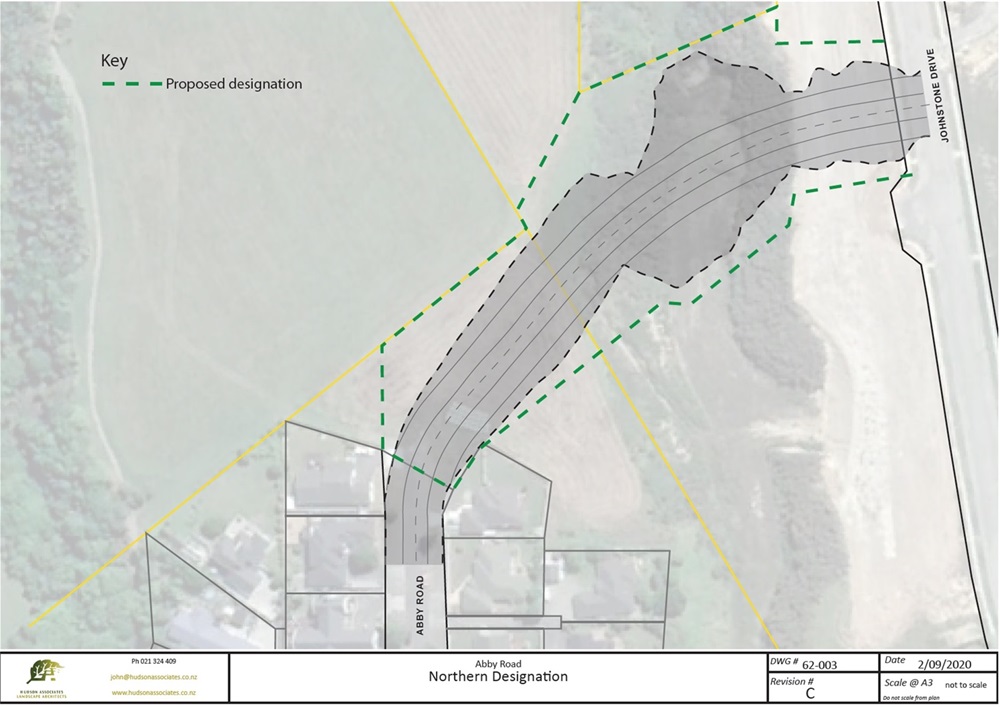 Map showing the the area of land we are seeking to designate for the new road (currently zoned residential).