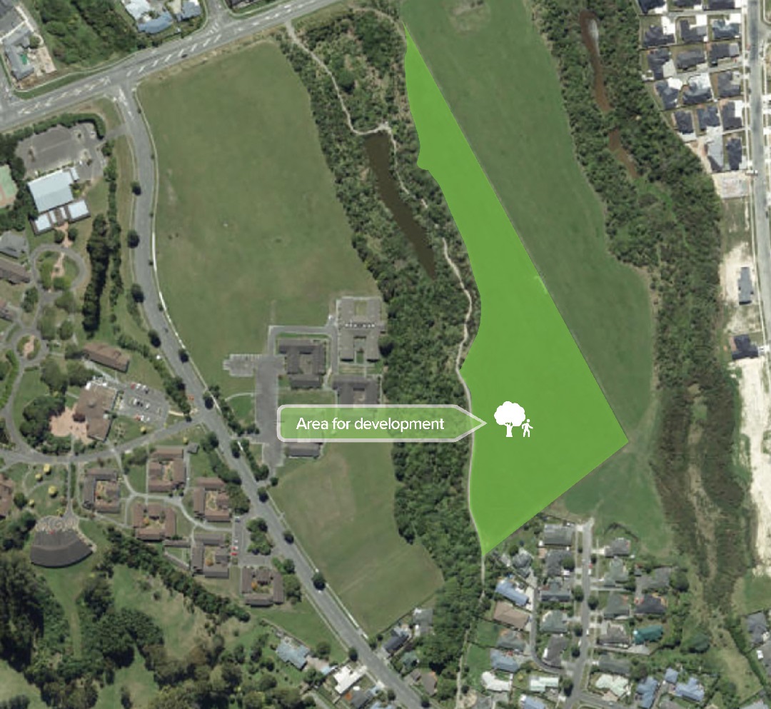 Map shows the area for planned development at Adderstone Reserve