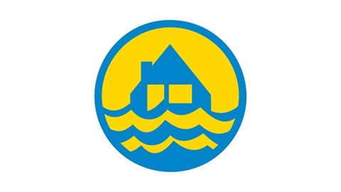 Flood icon shows water surrounding a house.