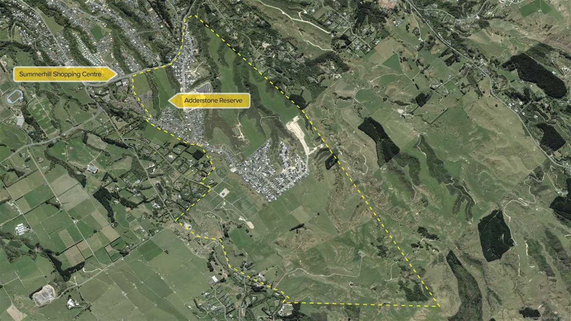 Satellite map of Aokautere shows the area proposed for rezoning.