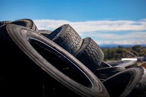 Image shows old tyres piling up 