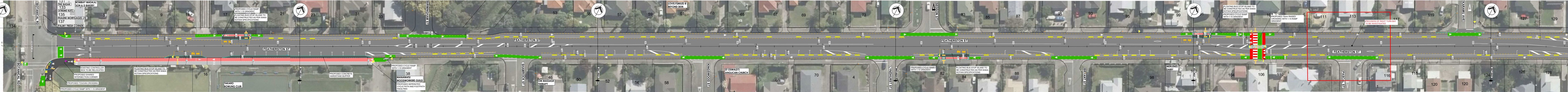 Map shows proposed safety improvements on the layout for Featherston Street