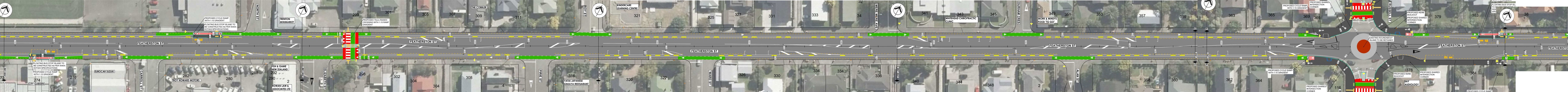 Map shows proposed safety improvements on the layout for Featherston Street