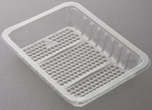 PET plastic is turned into trays for meat.